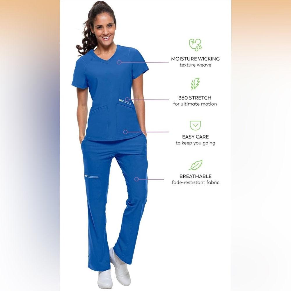 Women's Healing Hands 360 Royal Blue Scrub Set